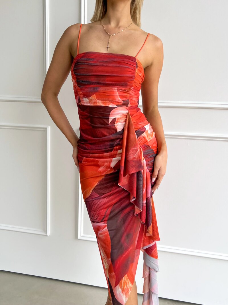 Elegant Floral Draped Dress